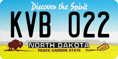 ND license plate KVB022