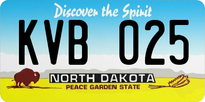 ND license plate KVB025