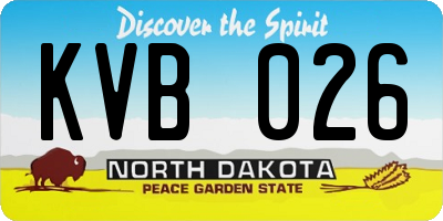 ND license plate KVB026
