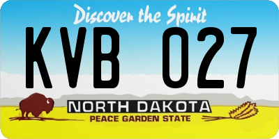 ND license plate KVB027