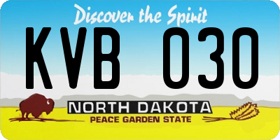 ND license plate KVB030