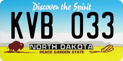 ND license plate KVB033