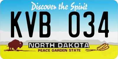ND license plate KVB034