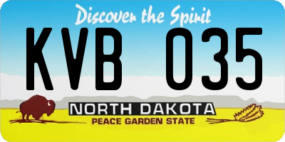 ND license plate KVB035