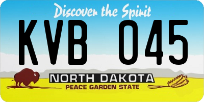 ND license plate KVB045