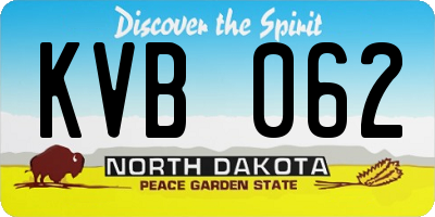 ND license plate KVB062