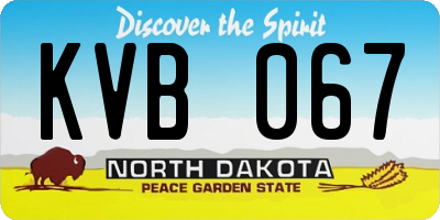 ND license plate KVB067