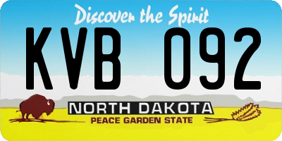 ND license plate KVB092