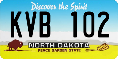 ND license plate KVB102