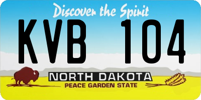 ND license plate KVB104