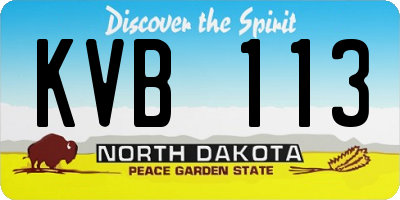 ND license plate KVB113