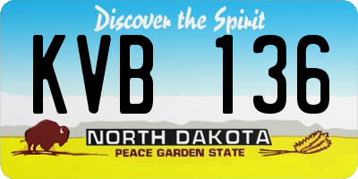 ND license plate KVB136