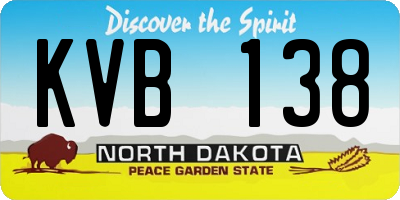 ND license plate KVB138