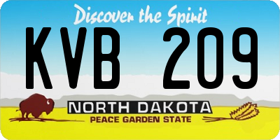 ND license plate KVB209