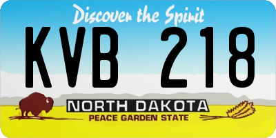 ND license plate KVB218
