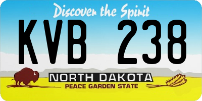ND license plate KVB238