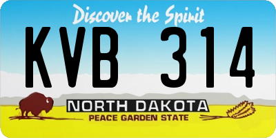ND license plate KVB314