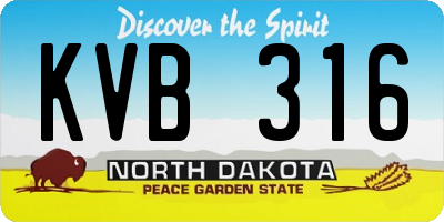 ND license plate KVB316