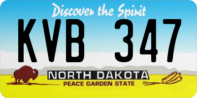 ND license plate KVB347