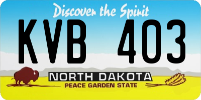 ND license plate KVB403