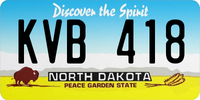 ND license plate KVB418