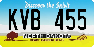 ND license plate KVB455