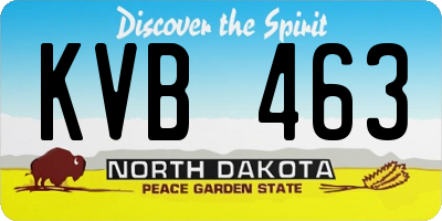 ND license plate KVB463