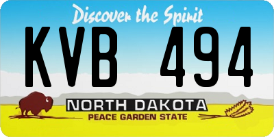 ND license plate KVB494