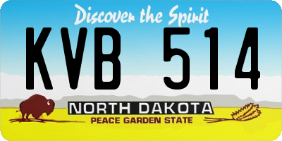 ND license plate KVB514