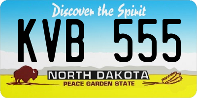 ND license plate KVB555