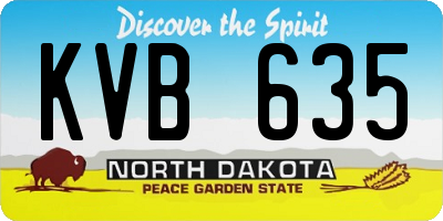 ND license plate KVB635