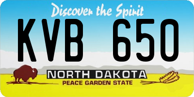 ND license plate KVB650