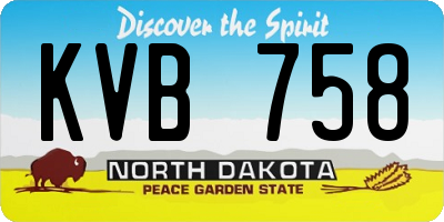 ND license plate KVB758