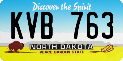 ND license plate KVB763