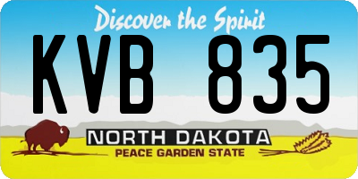 ND license plate KVB835