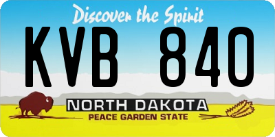 ND license plate KVB840