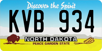 ND license plate KVB934