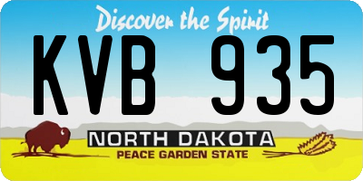 ND license plate KVB935