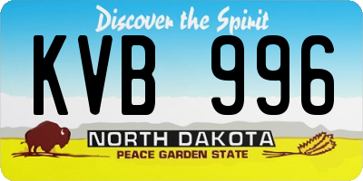 ND license plate KVB996