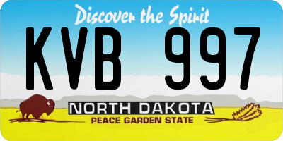 ND license plate KVB997