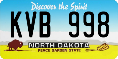 ND license plate KVB998