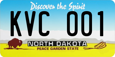 ND license plate KVC001