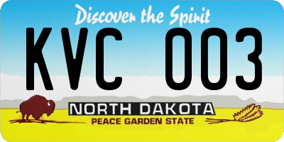 ND license plate KVC003