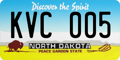 ND license plate KVC005