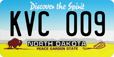 ND license plate KVC009