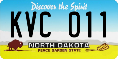 ND license plate KVC011