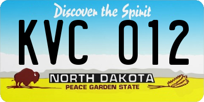 ND license plate KVC012