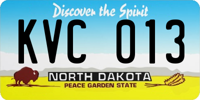 ND license plate KVC013