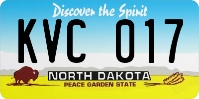 ND license plate KVC017