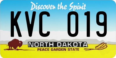 ND license plate KVC019
